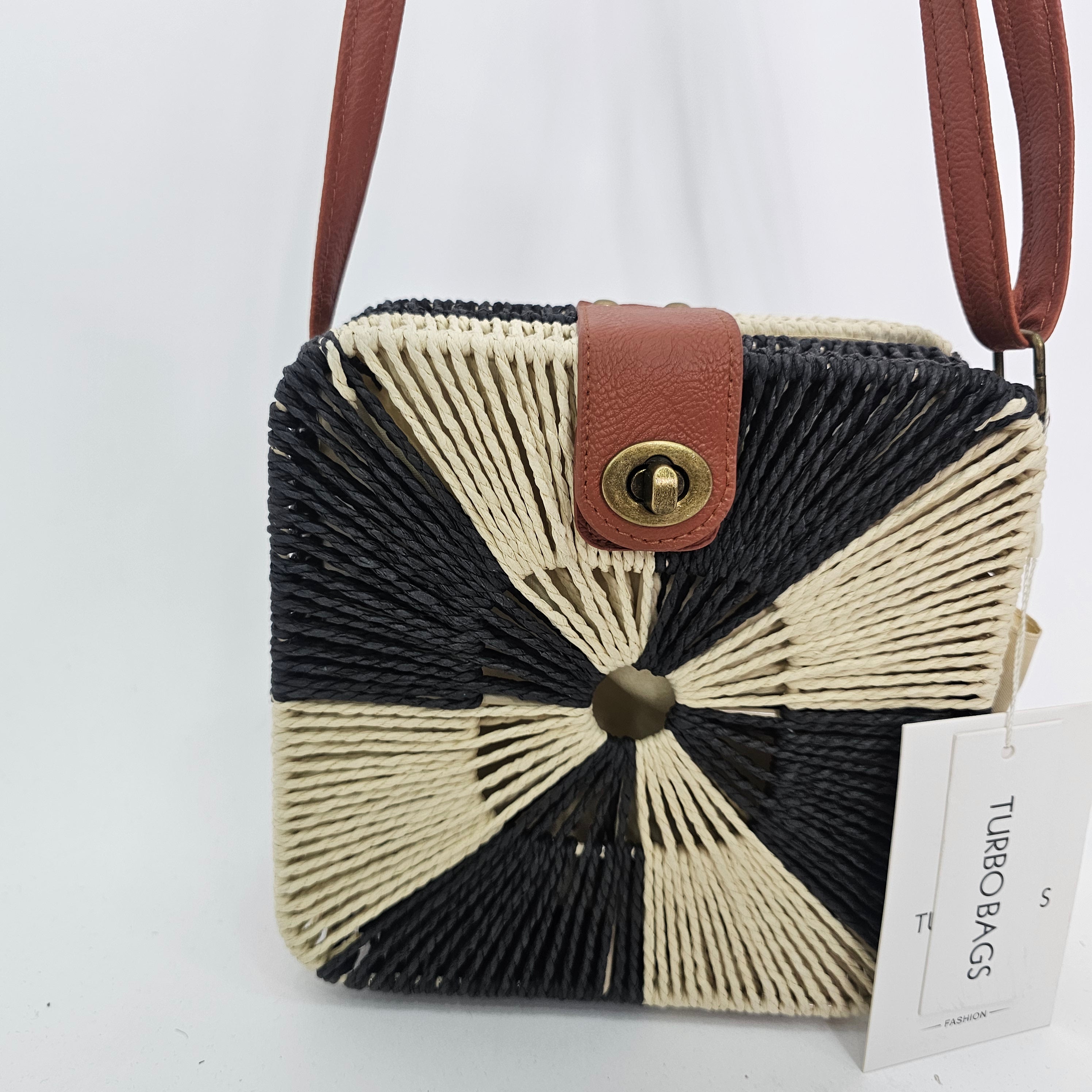 BORSA PAGLIA BICOLOR