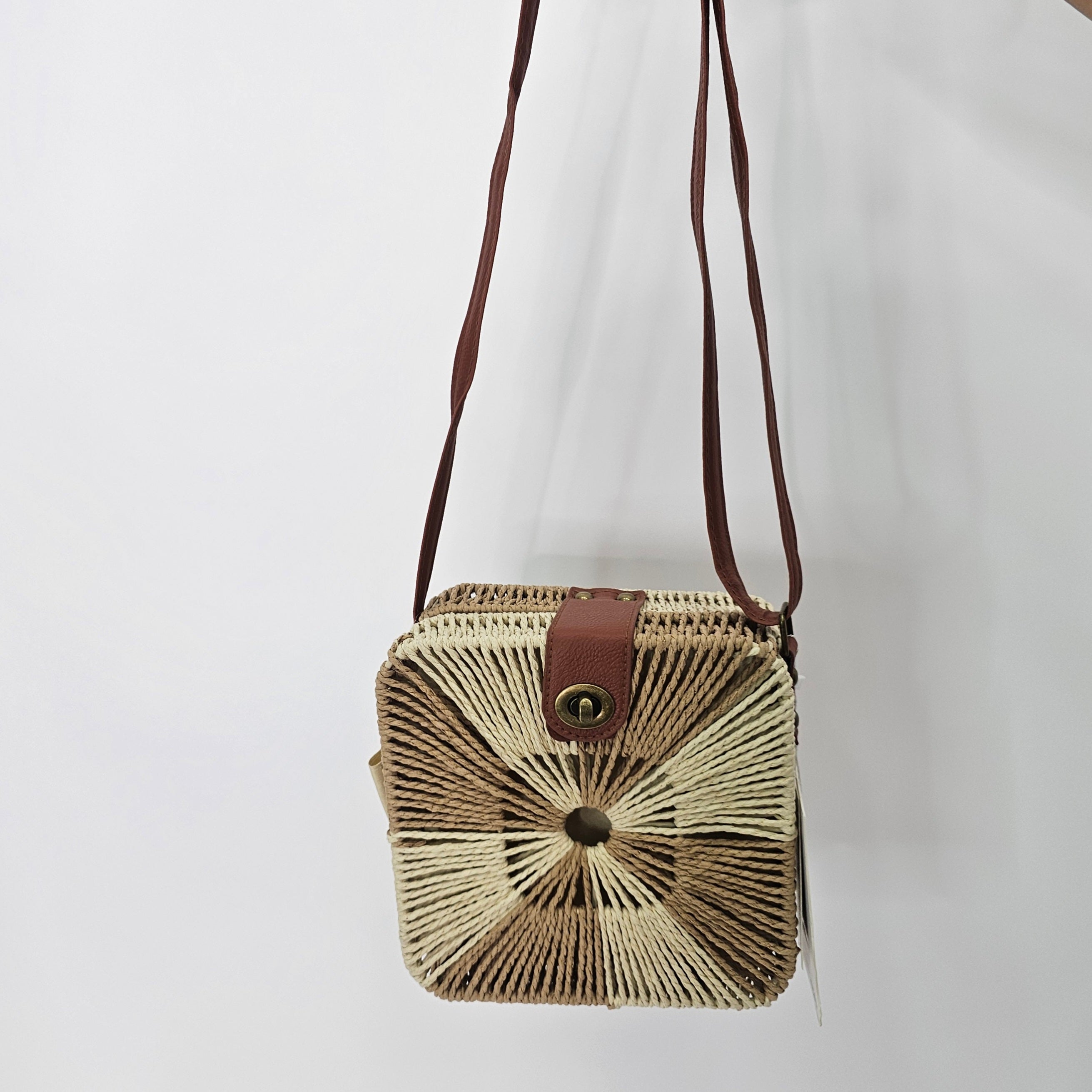 BORSA PAGLIA BICOLOR